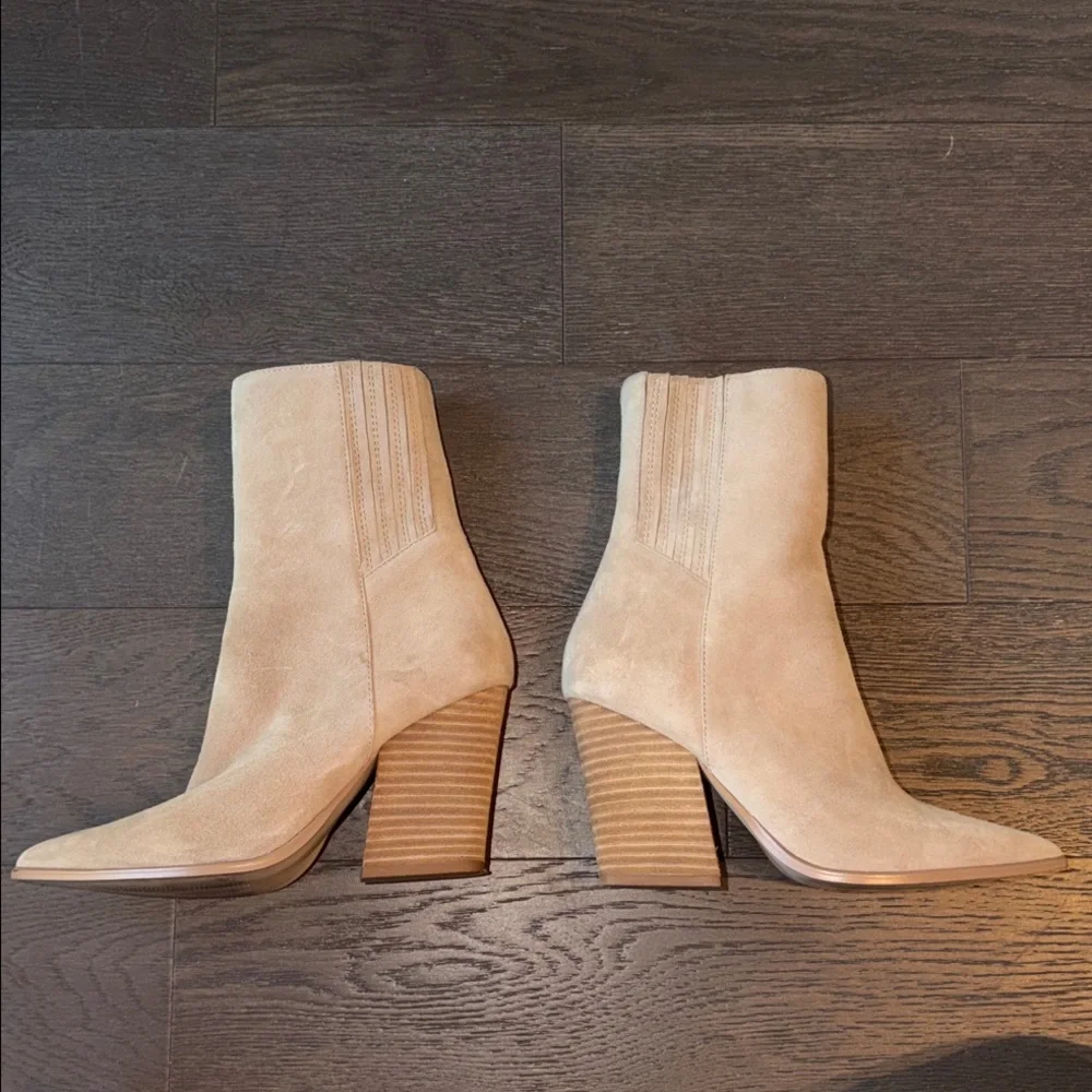 Steve Madden Tan Suede Rickki Heeled Boots - Picture 4 of 5